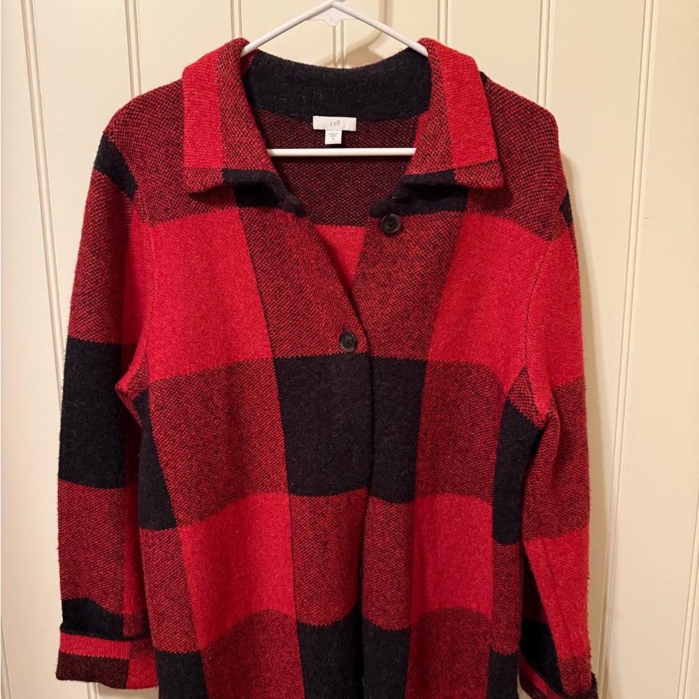 J. Jill Red and Black Plaid Jacket
